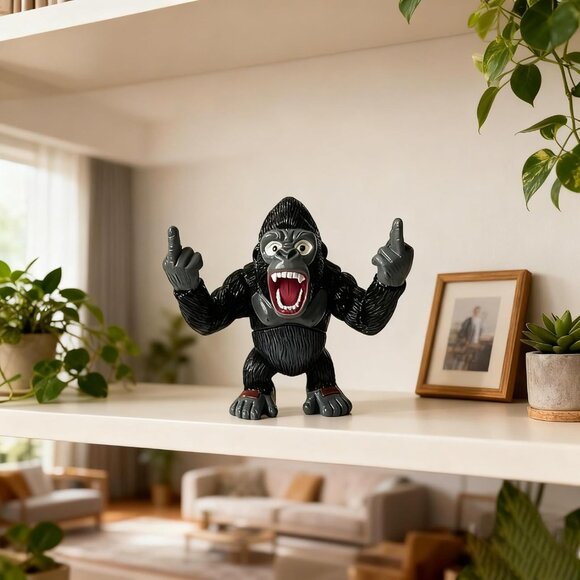 Resin Gorilla Funny Middle Finger Sculpture Decoration for Home Office Desk - Picture 4 of 6